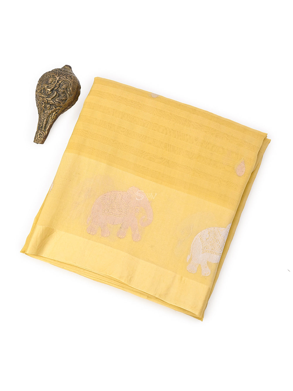 Mustard Booti Organza Handloom Banarasi Saree