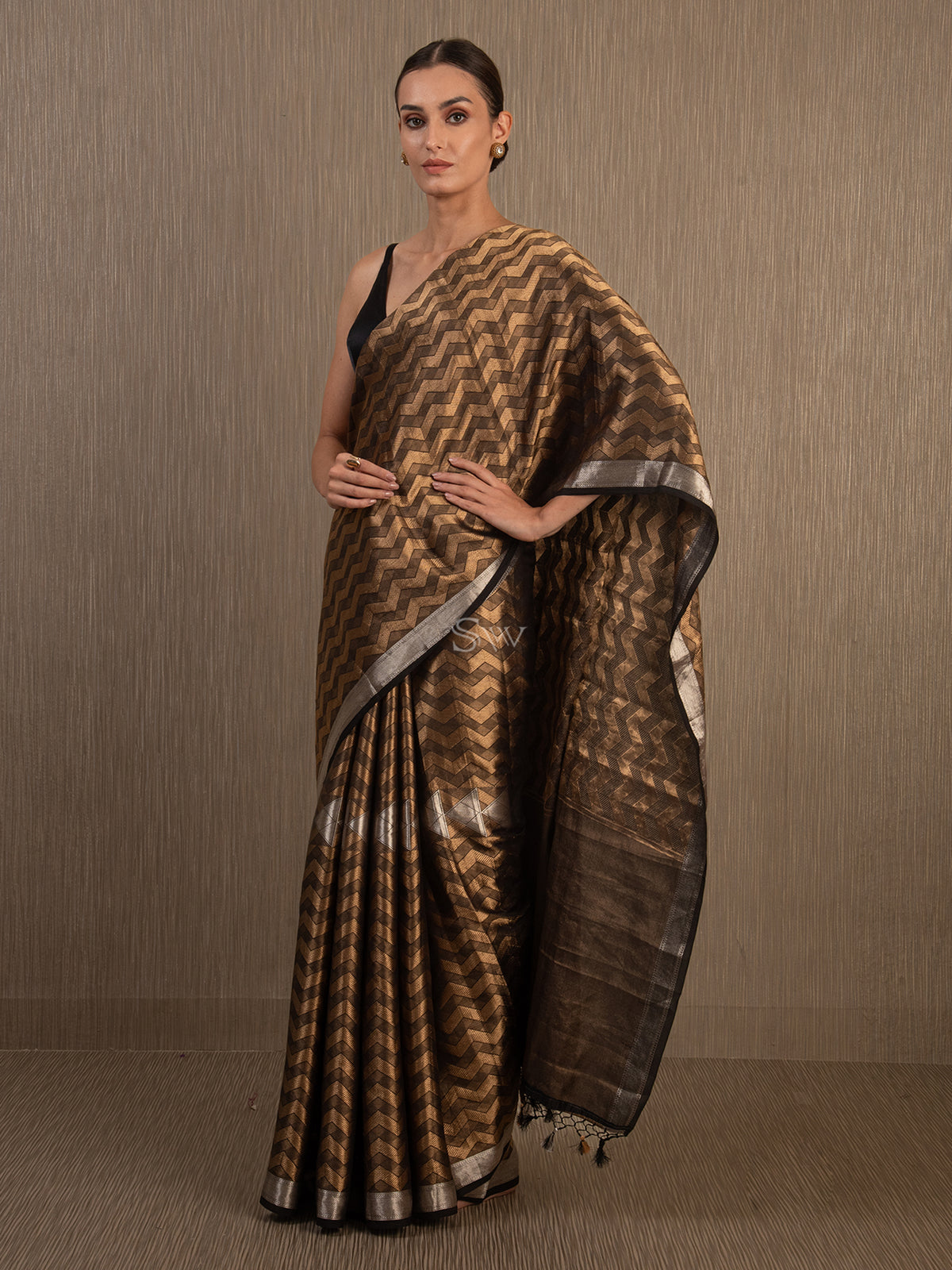 Black Tissue Brocade Handloom Banarasi Saree