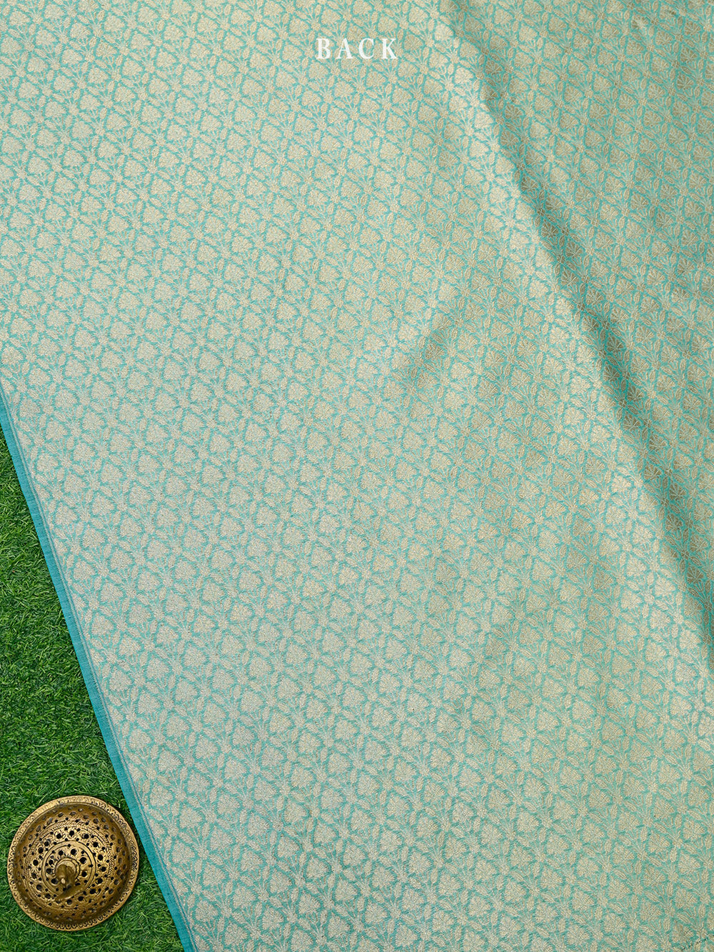 Aqua Green Jaal Cotton Silk Handloom Banarasi Suit