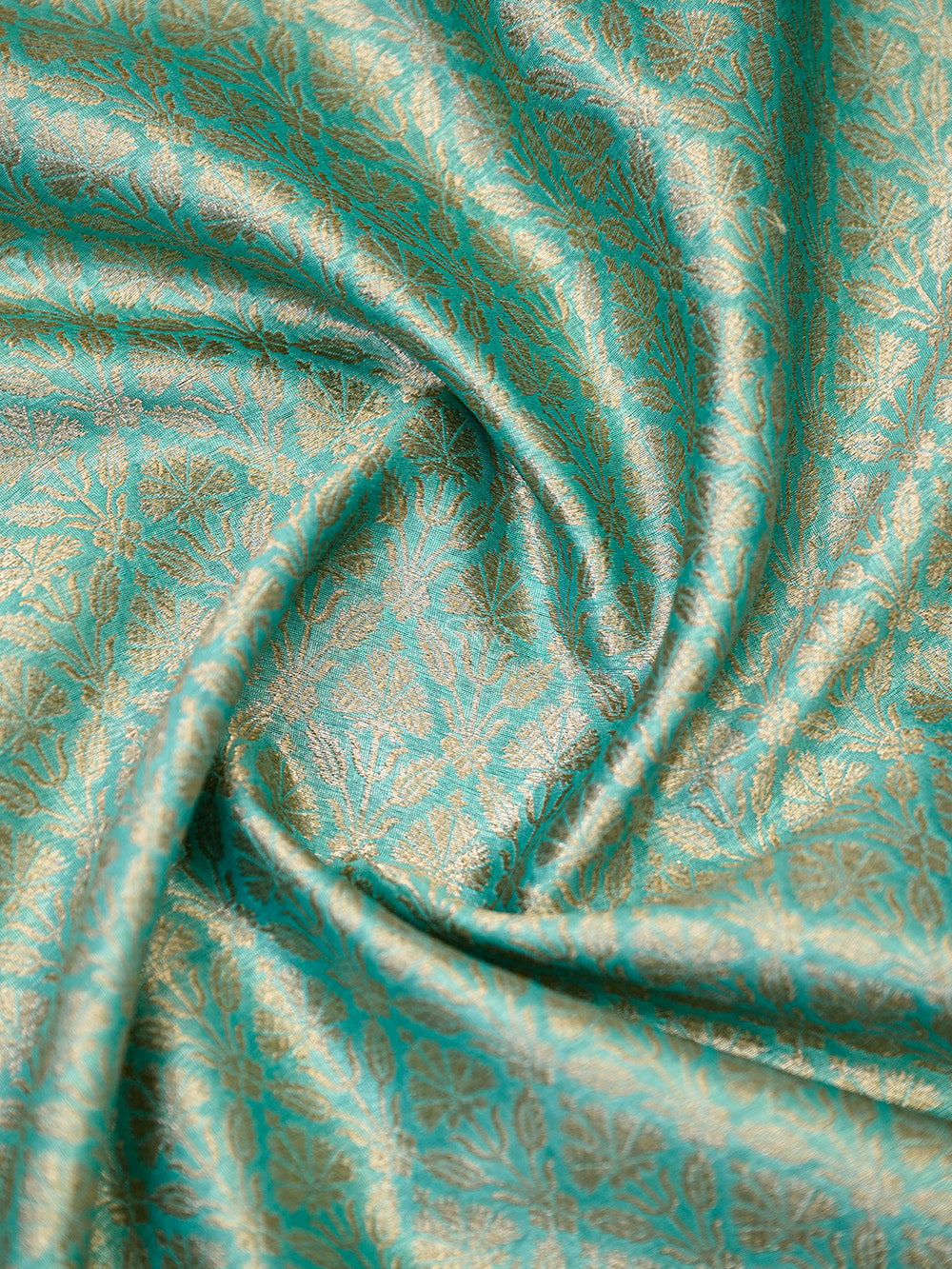 Aqua Green Jaal Cotton Silk Handloom Banarasi Suit