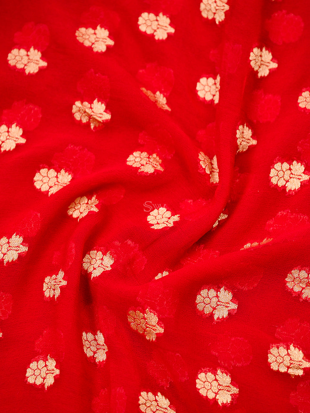 Red Bandhani Khaddi Georgette Handloom Banarasi Suit