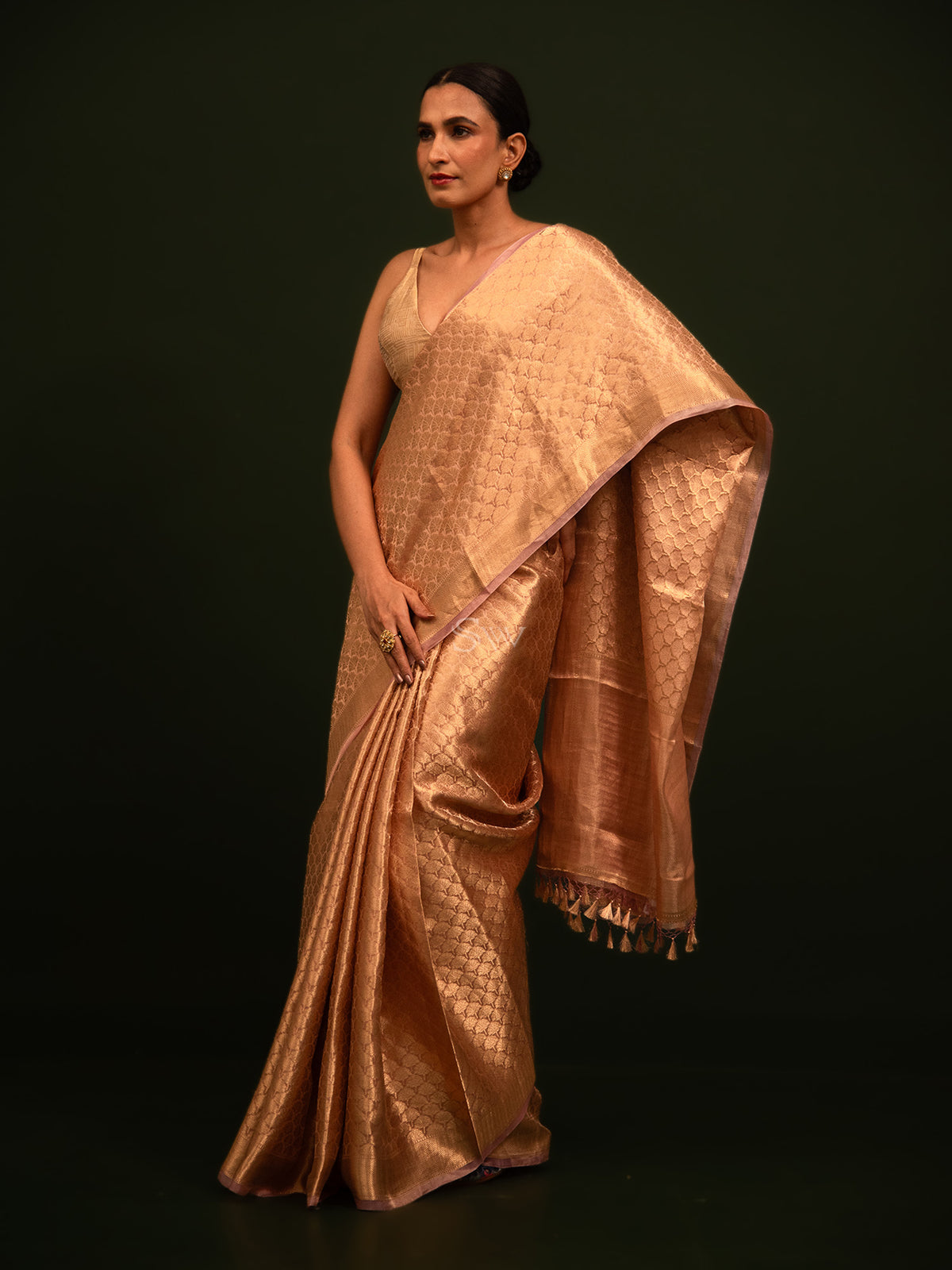 Pastel Pink Tissue Brocade Handloom Banarasi Saree - Sacred Weaves