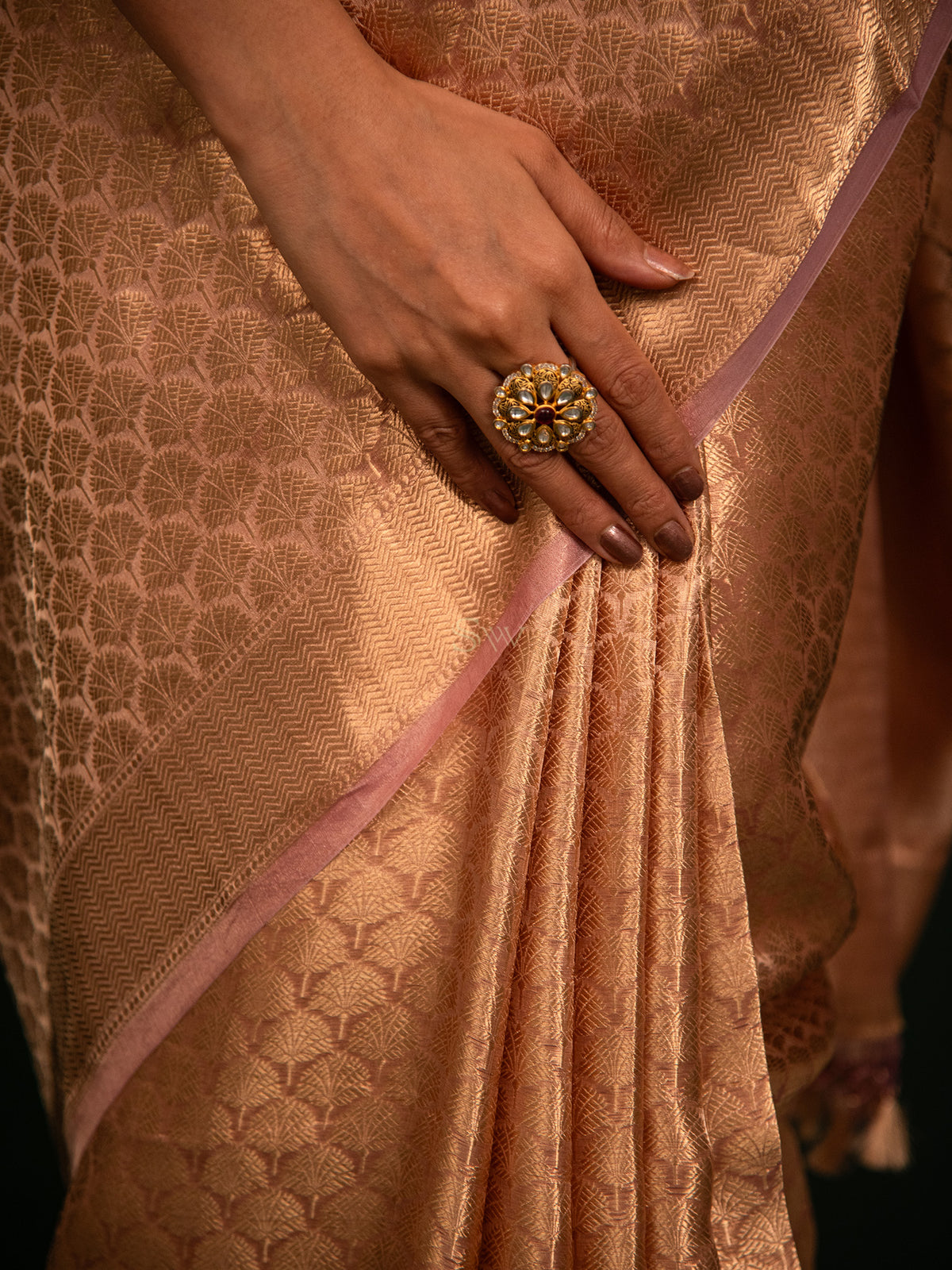 Pastel Pink Tissue Brocade Handloom Banarasi Saree - Sacred Weaves