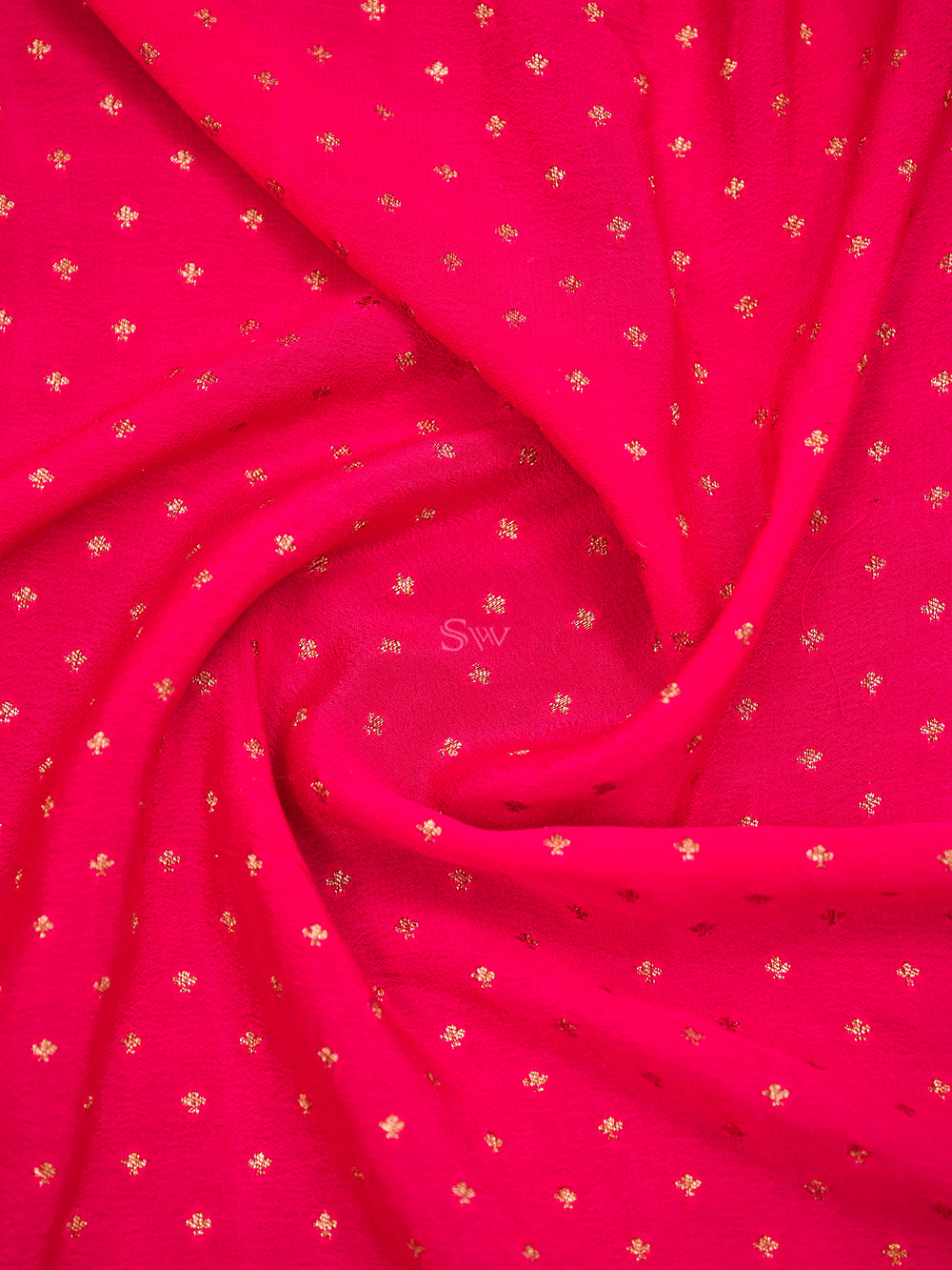 Magenta Booti Crepe Silk Handloom Banarasi Saree - Sacred Weaves