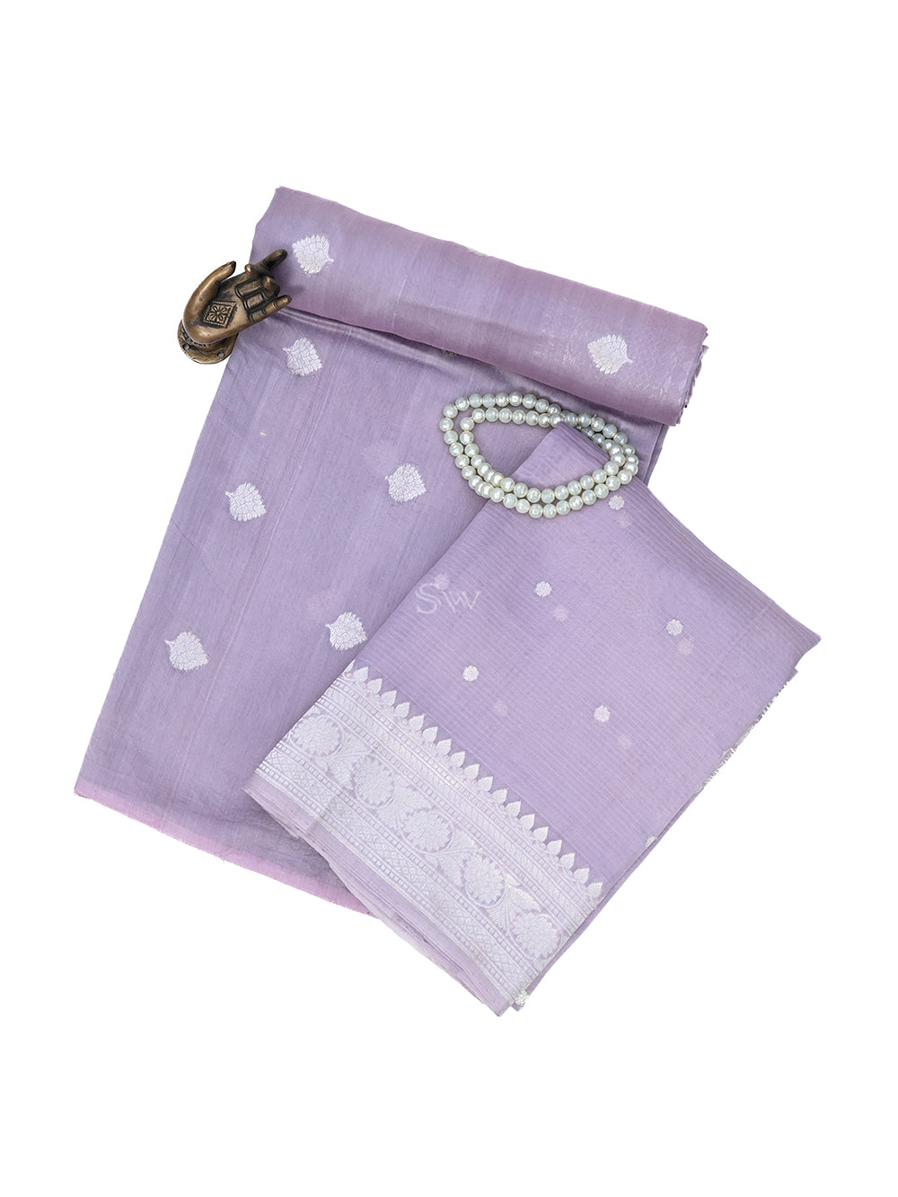 Pastel Purple Booti Cotton Silk Handloom Banarasi Suit