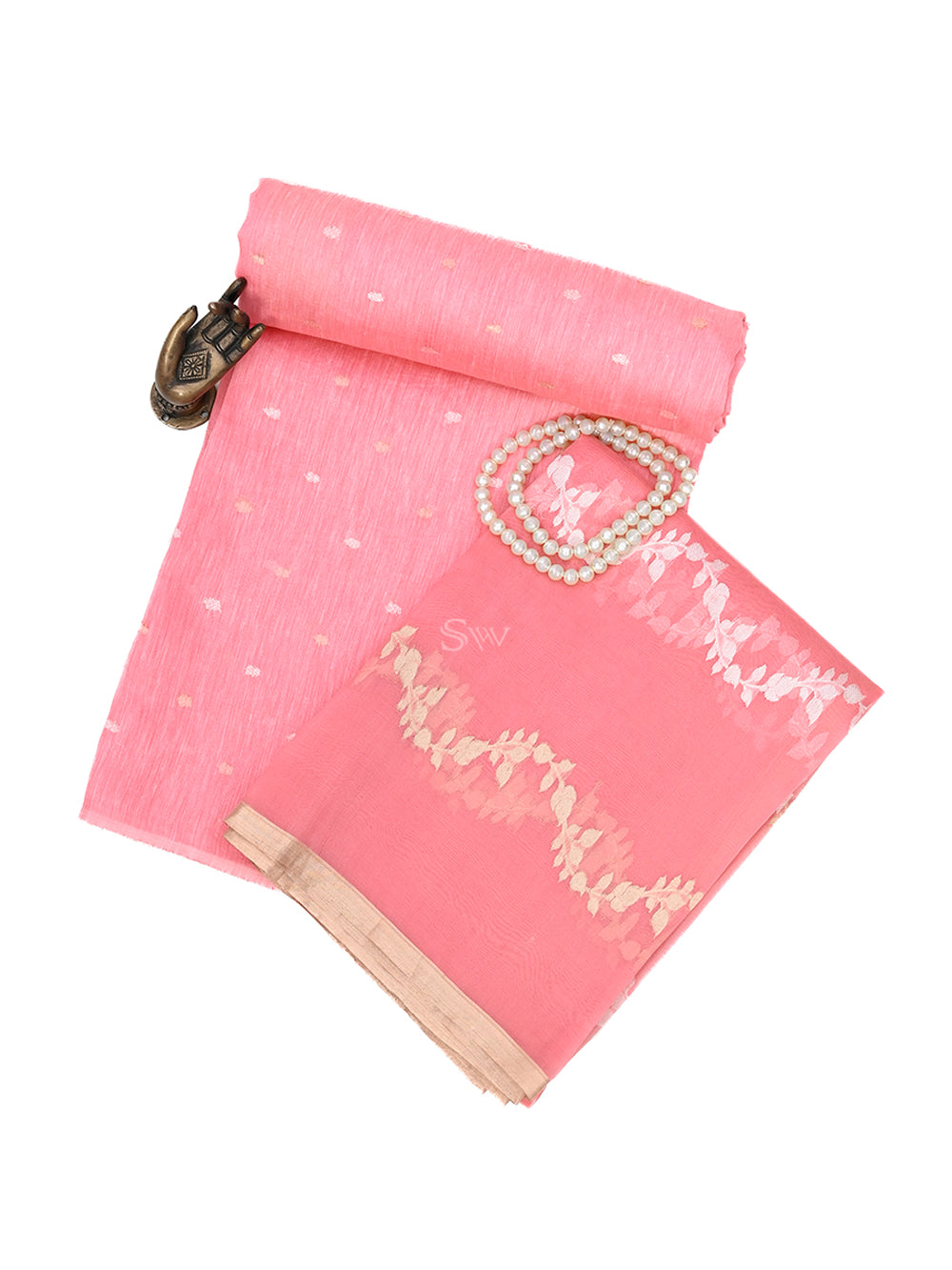 Pink Booti Linen Handloom Banarasi Suit