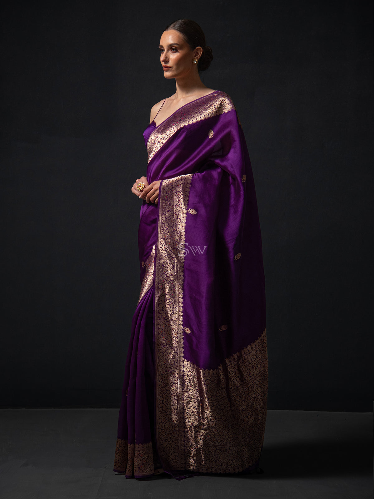 Purple Organza Silk Handloom Banarasi Saree - Sacred Weaves