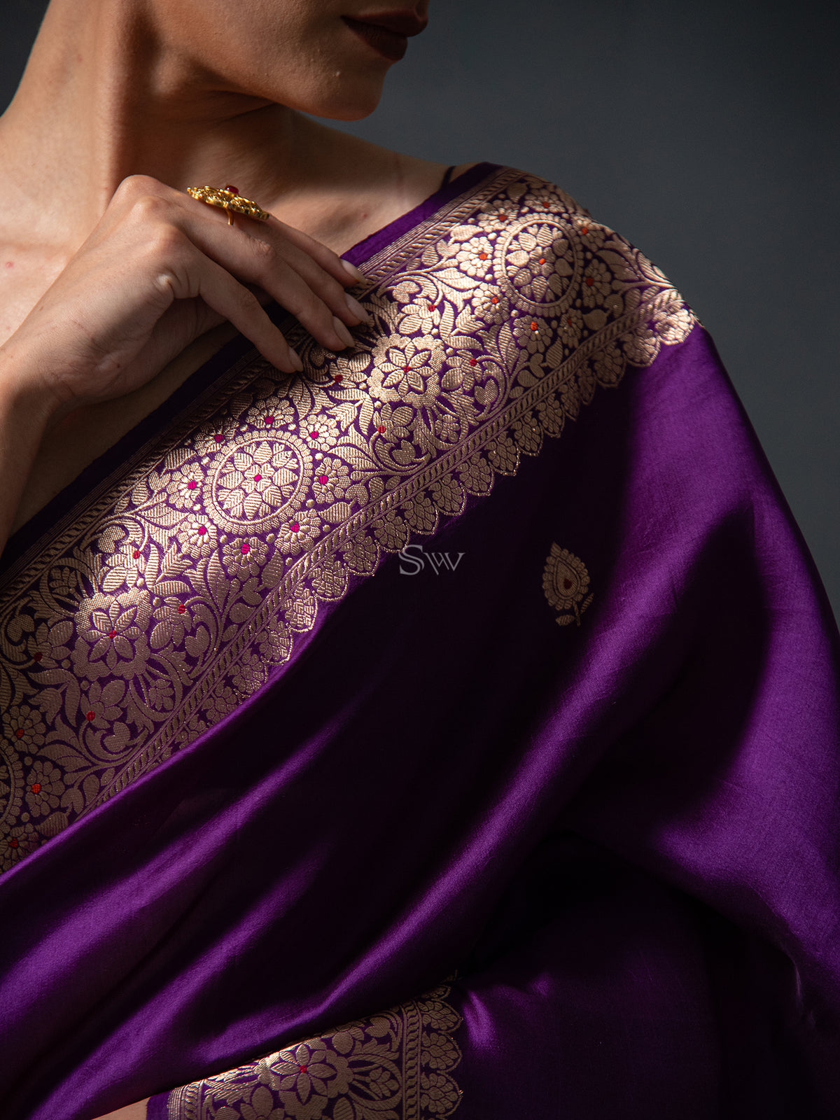Purple Organza Silk Handloom Banarasi Saree - Sacred Weaves