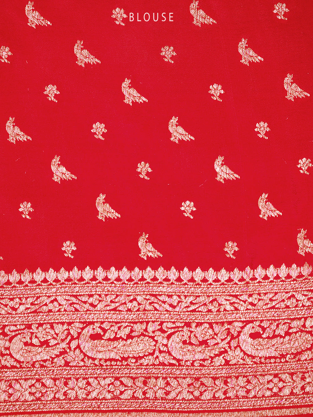 Red Jaal Crepe Silk Handloom Banarasi Saree - Sacred Weaves