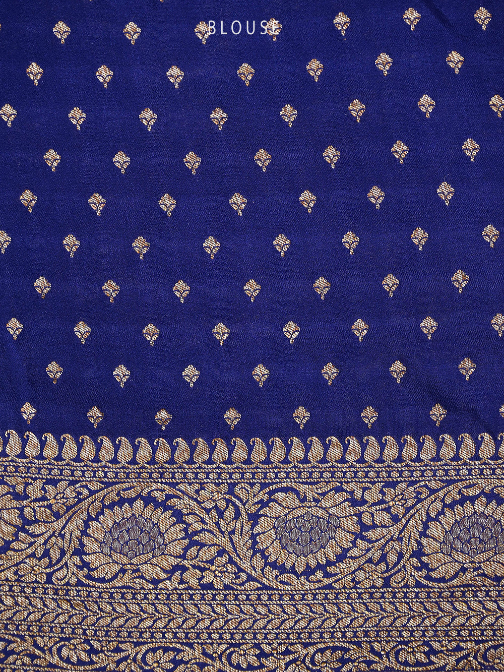 Dark Blue Jaal Crepe Silk Handloom Banarasi Saree - Sacred Weaves