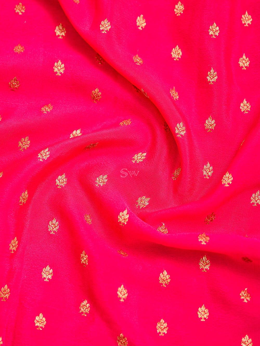 Magenta Booti Crepe Silk Handloom Banarasi Saree - Sacred Weaves