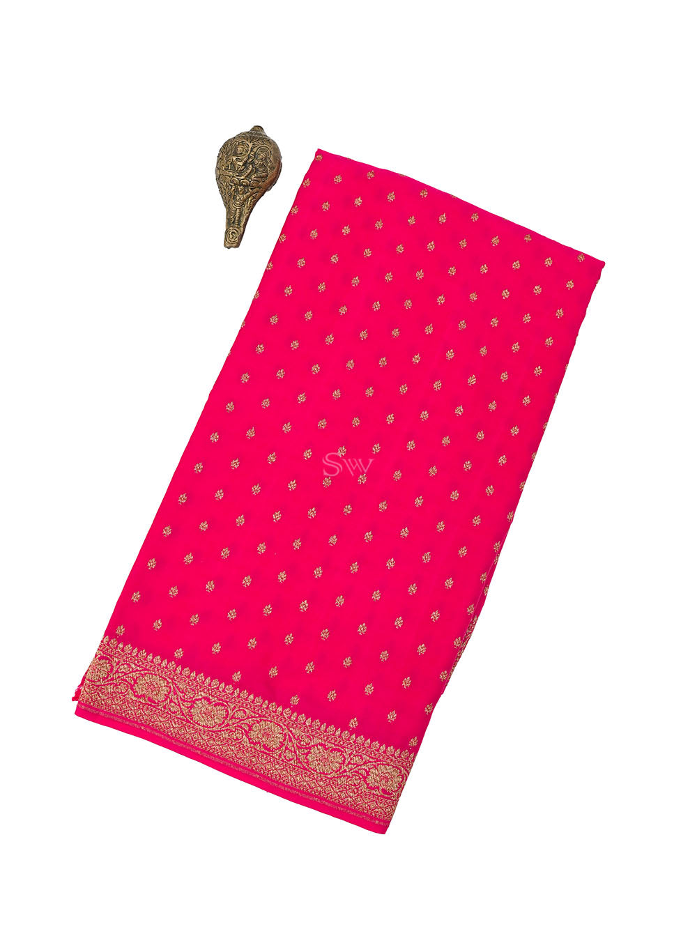 Magenta Booti Crepe Silk Handloom Banarasi Saree