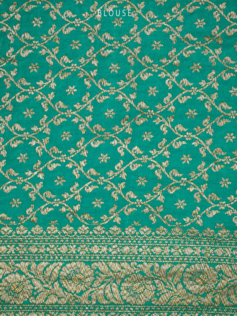 Teal Green Booti Crepe Silk Handloom Banarasi Saree - Sacred Weaves