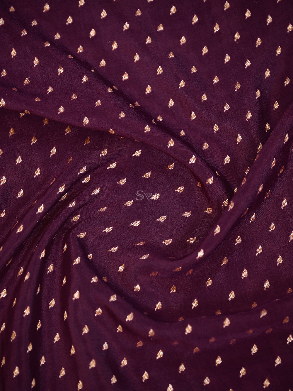 Dark Wine Booti Crepe Silk Handloom Banarasi Saree - Sacred Weaves