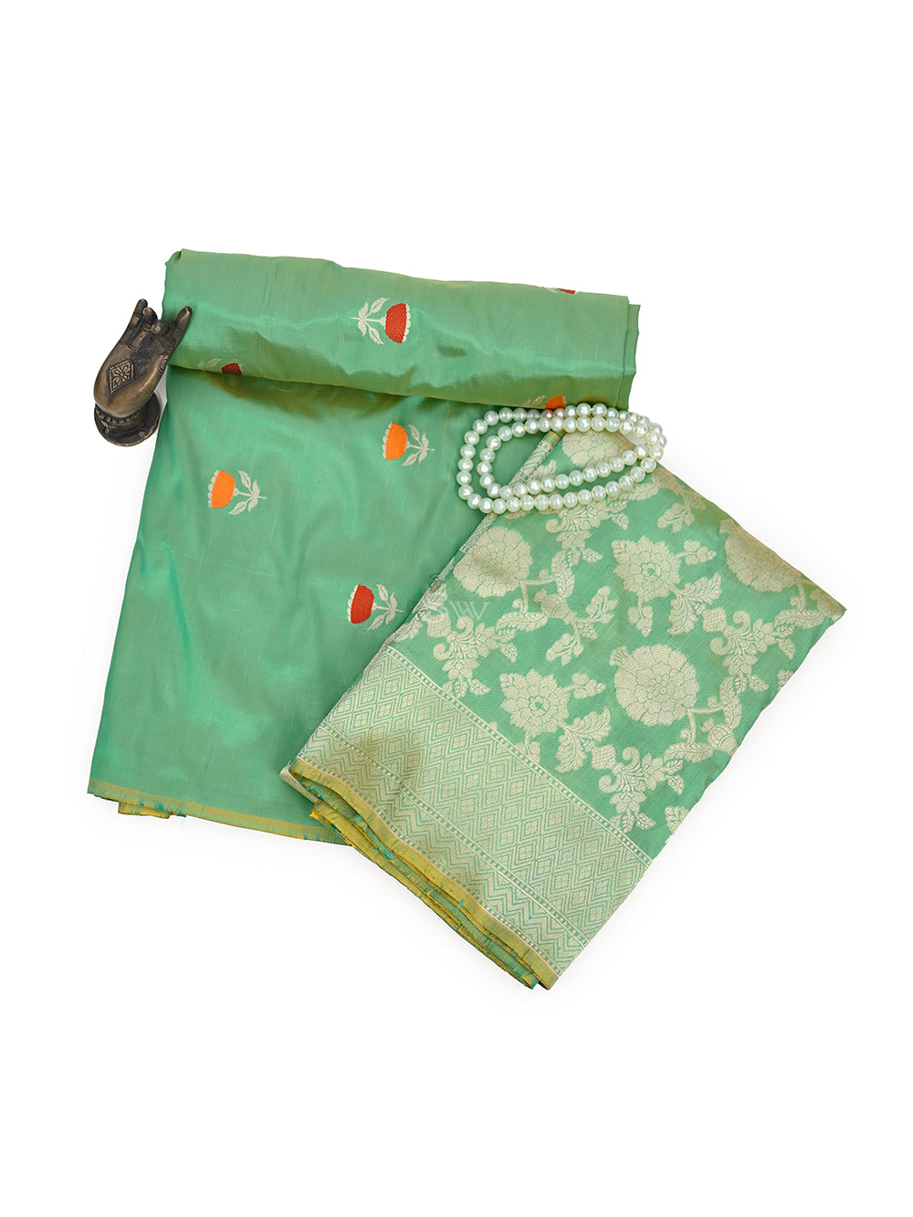 Pista Green Meenakari Katan Silk Handloom Banarasi Suit