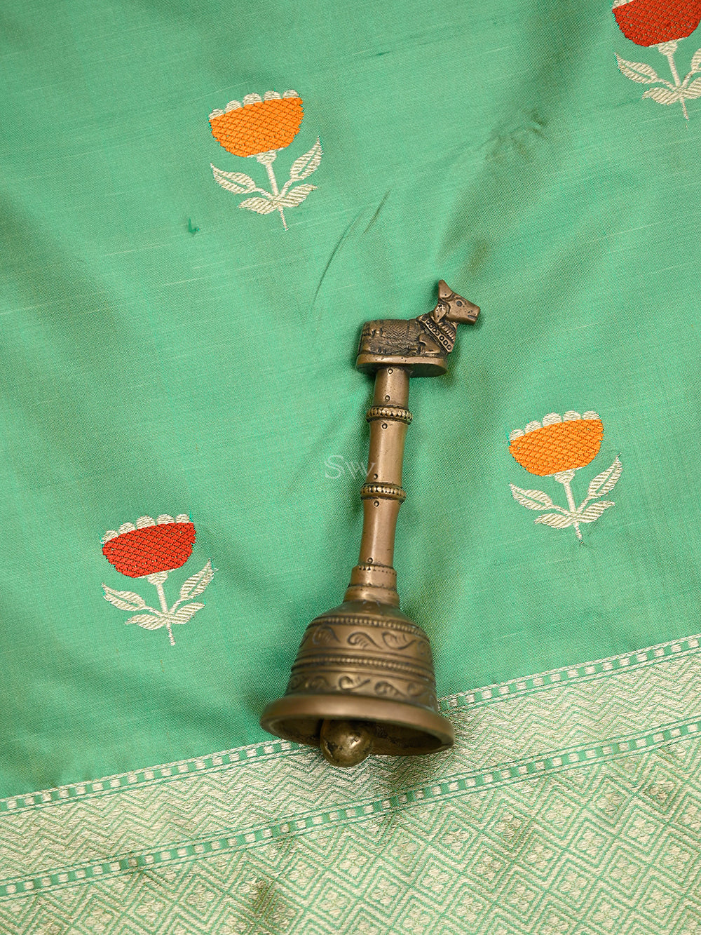 Pista Green Meenakari Katan Silk Handloom Banarasi Suit