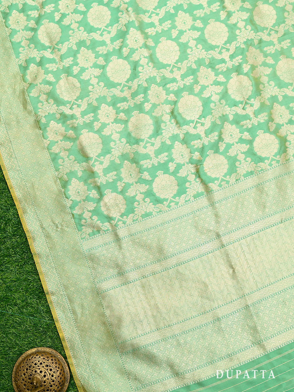 Pista Green Meenakari Katan Silk Handloom Banarasi Suit