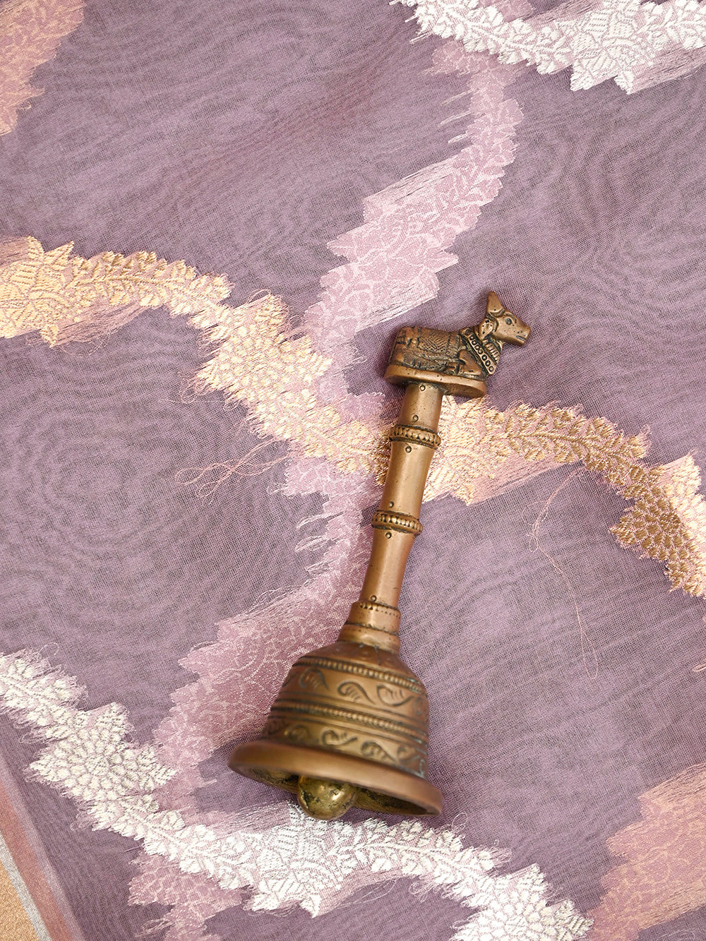 Mauve Katan Silk Handloom Banarasi Suit - Sacred Weaves