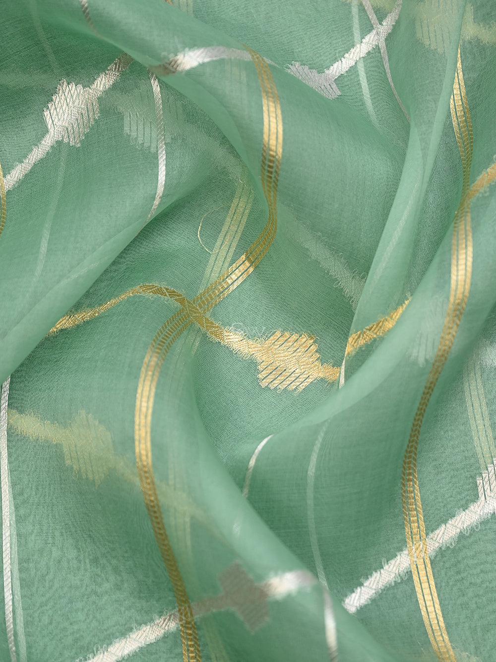 Pastel Green Silk Handloom Banarasi Suit - Sacred Weaves