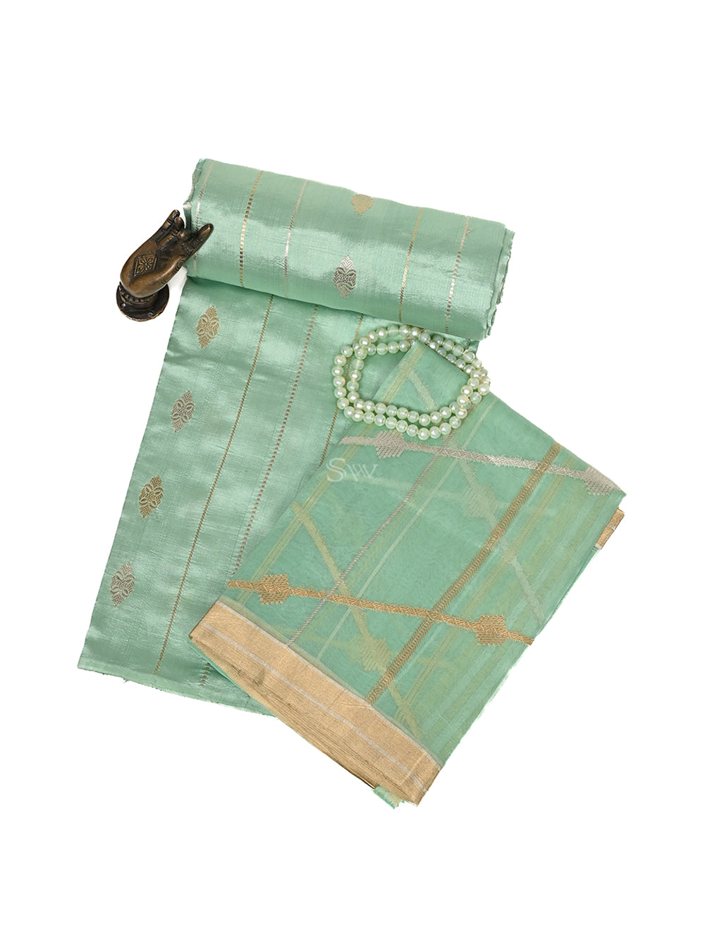 Pastel Green Silk Handloom Banarasi Suit