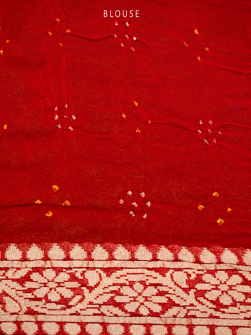 Red Bandhani Khaddi Georgette Handloom Banarasi Saree