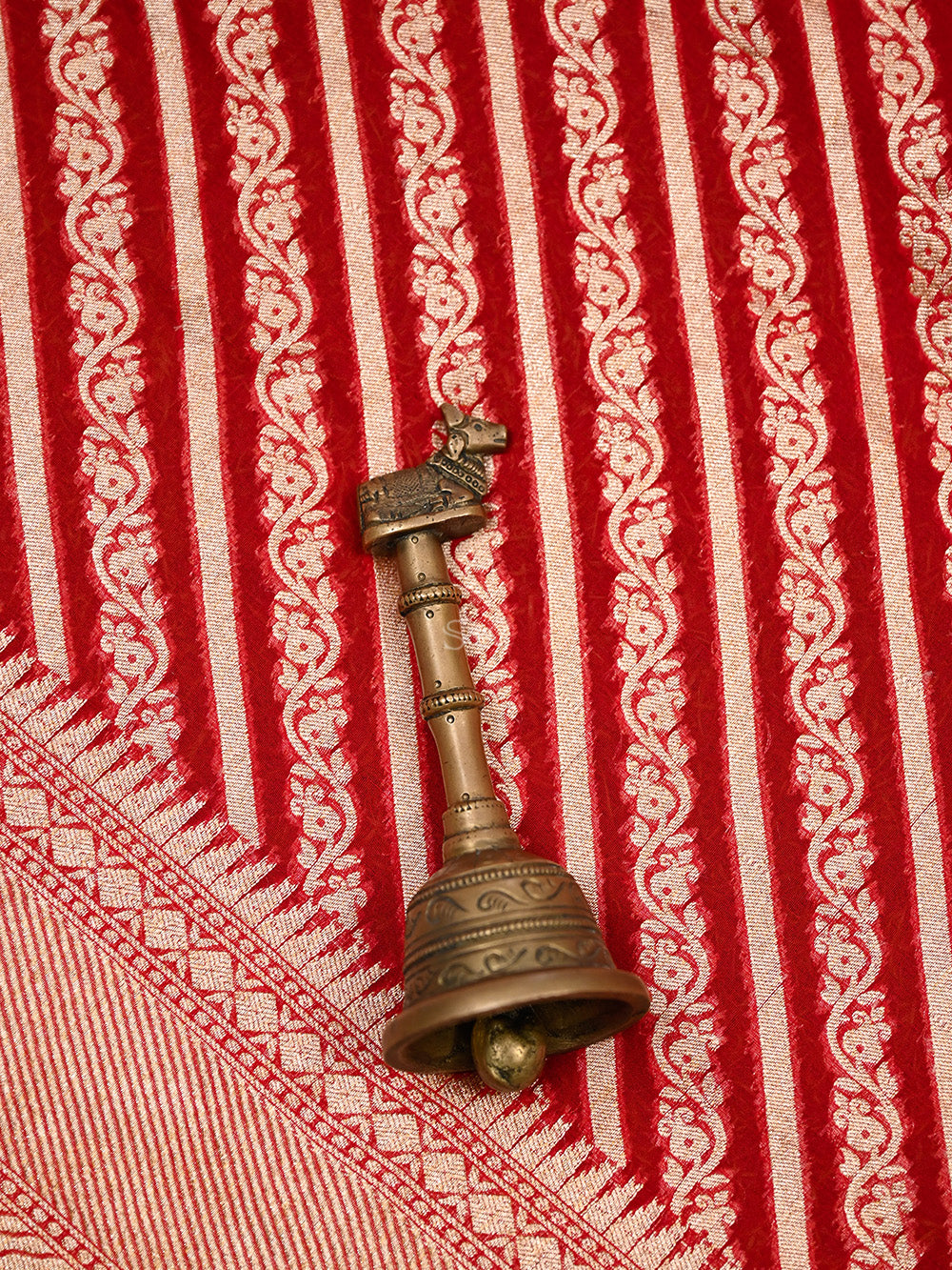 Maroon Stripe Khaddi Georgette Handloom Banarasi Saree - Sacred Weaves