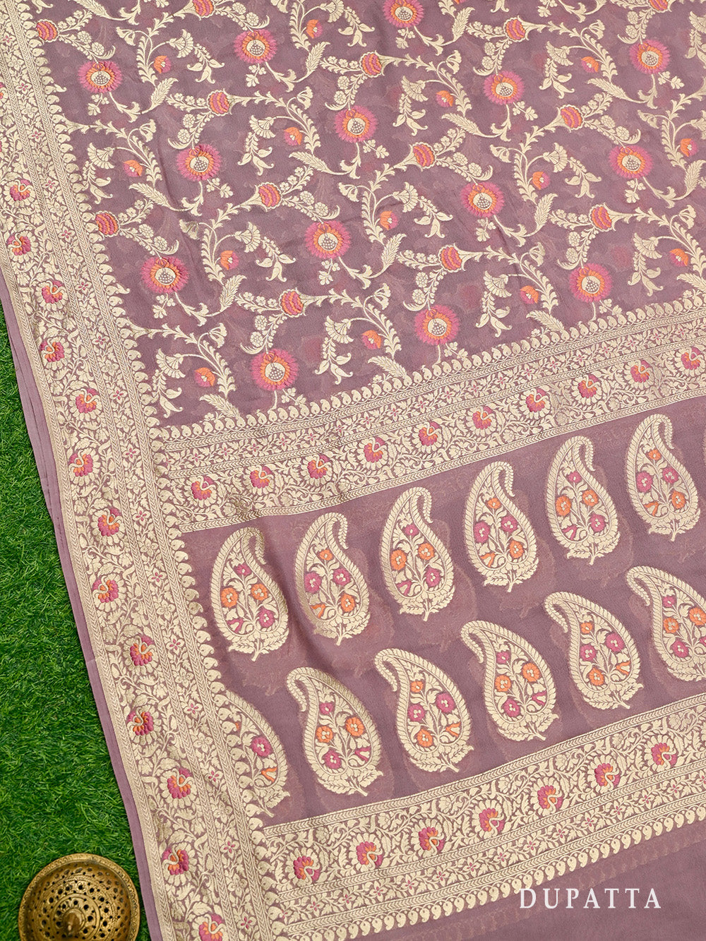 Pastel Mauve Meenakari Khaddi Georgette Handloom Banarasi Suit