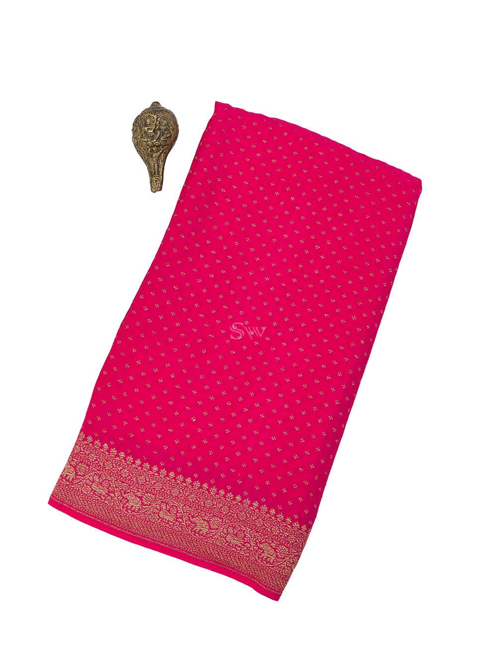 Magenta Booti Crepe Silk Handloom Banarasi Saree