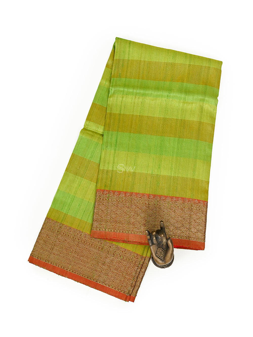 Parrot Green Tussar Silk Handloom Banarasi Dupatta