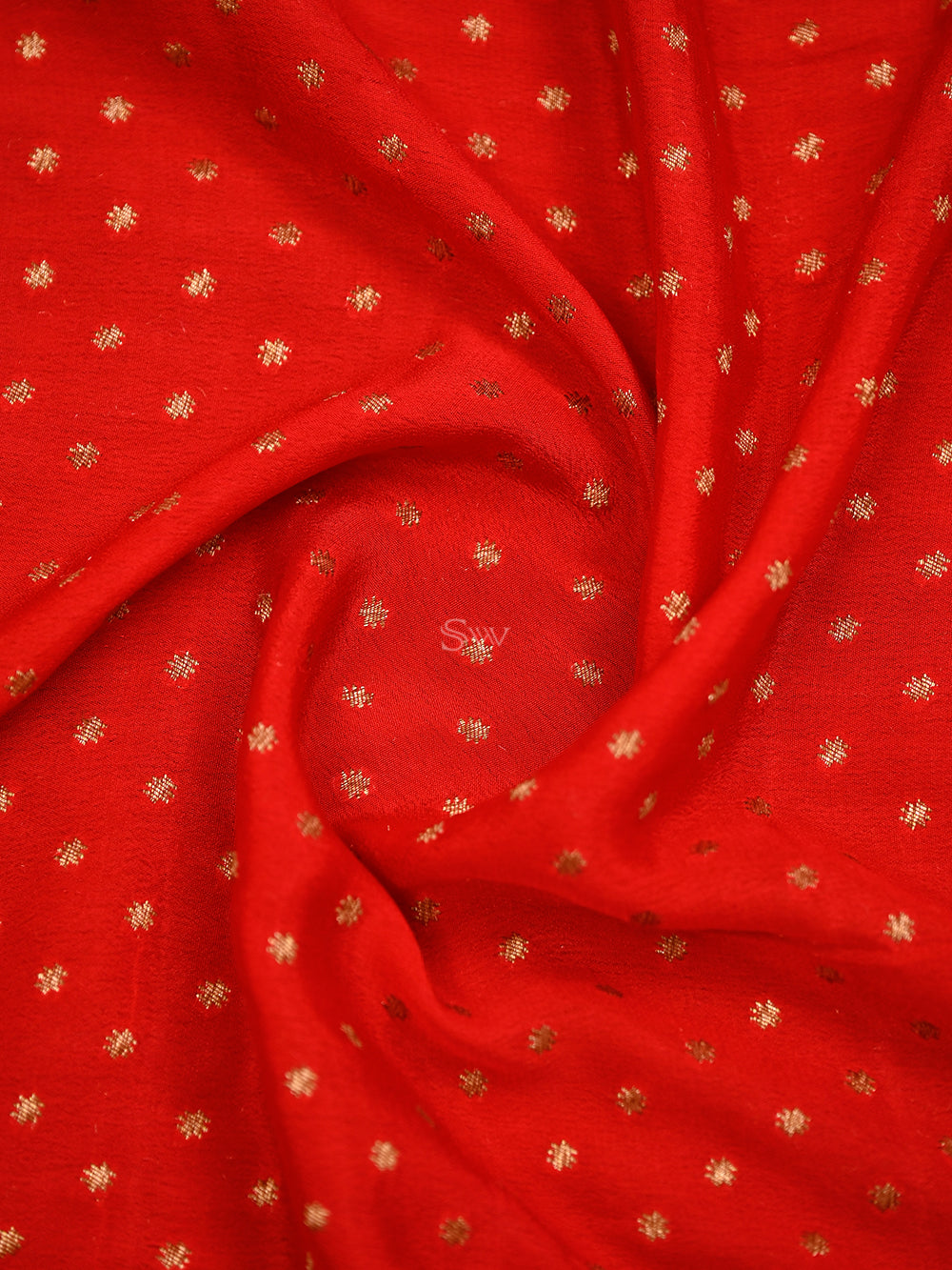 Red Booti Crepe Silk Handloom Banarasi Saree - Sacred Weaves