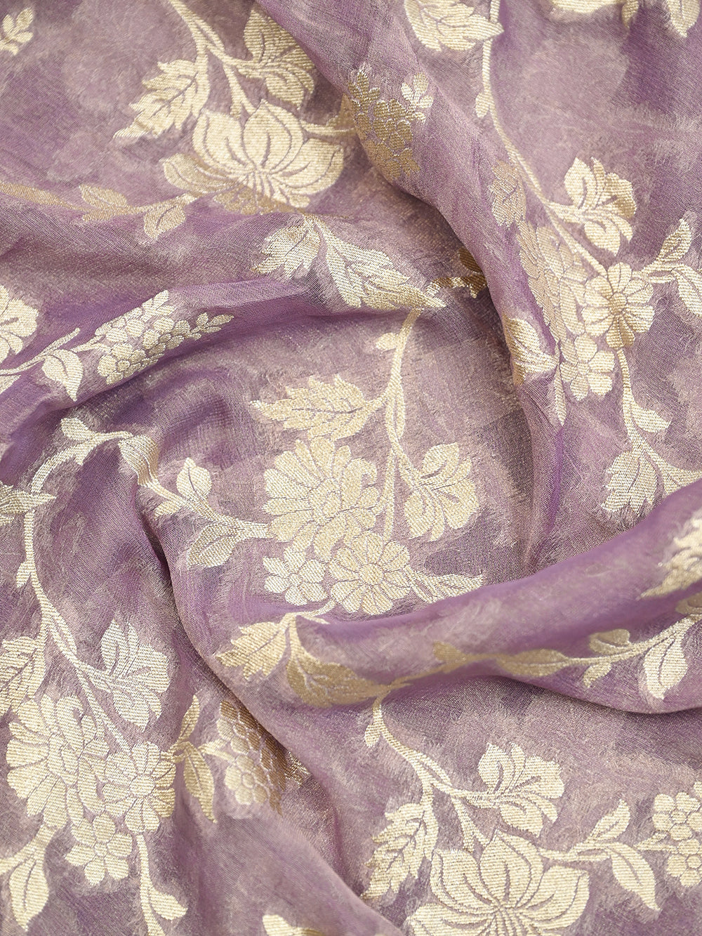 Purple Tissue Khaddi Georgette Handloom Banarasi Suit - Sacred Weaves