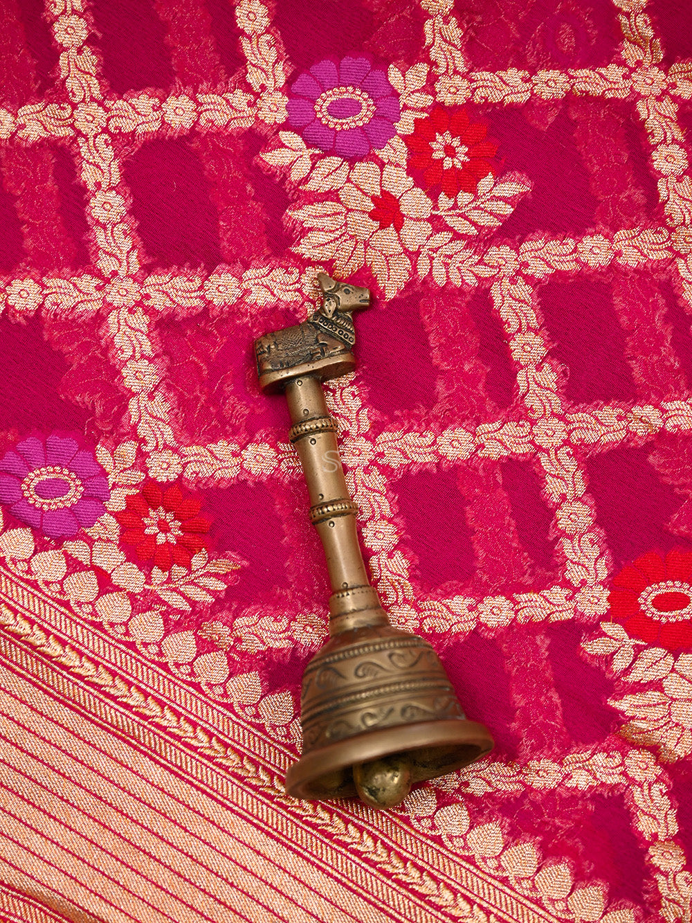 Dark Pink Meenakari Jaal Khaddi Georgette Handloom Banarasi Saree