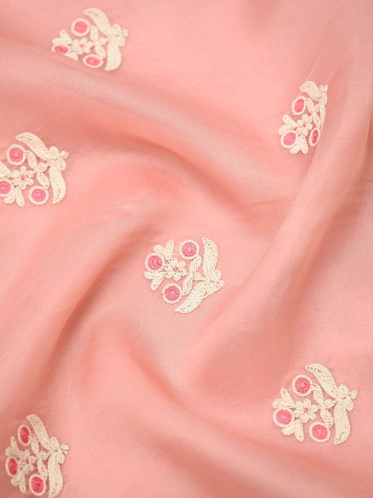 Pastel Peach Organza Handloom Banarasi Suit