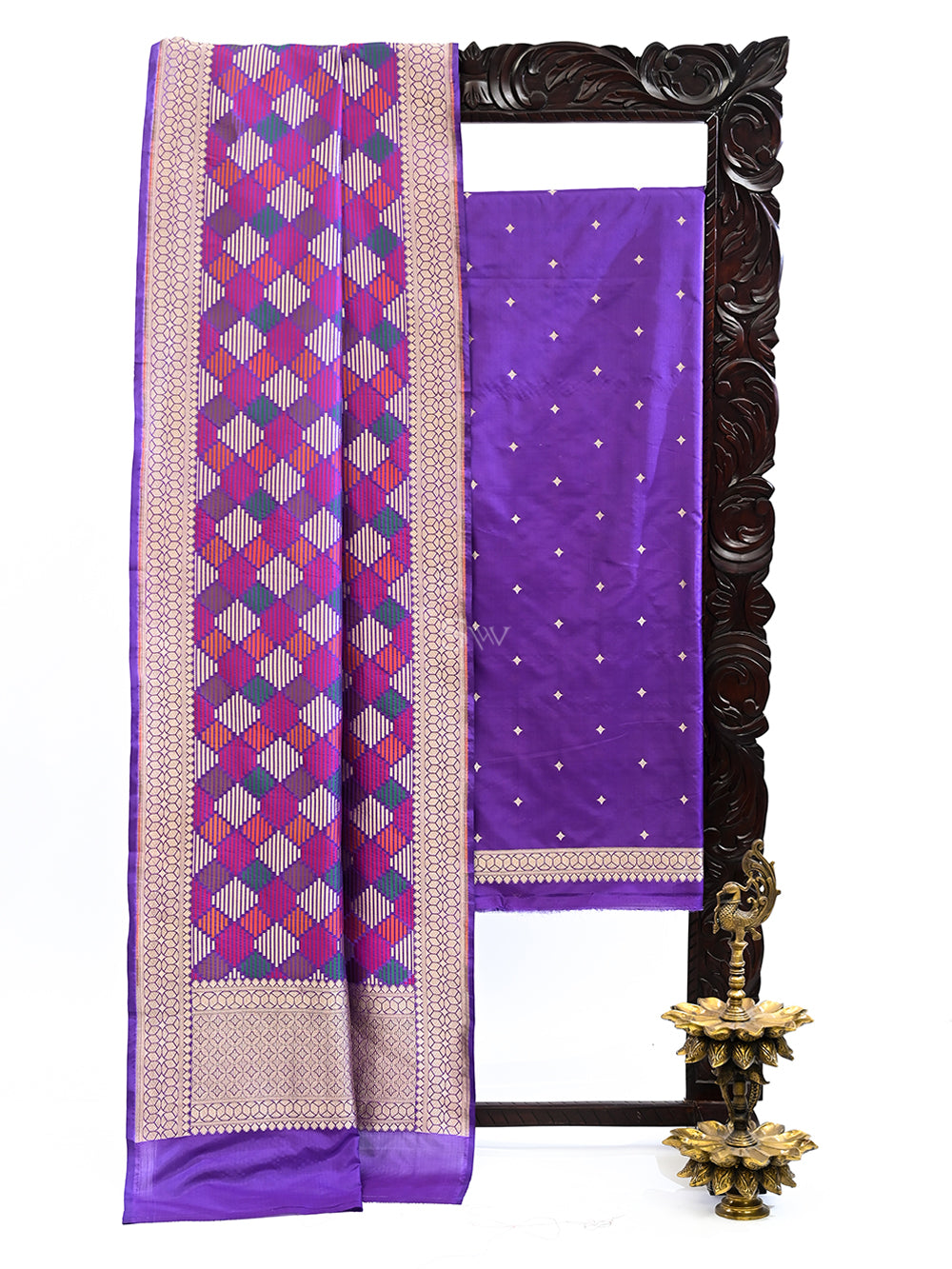 Purple Katan Silk Handloom Banarasi Suit - Sacred Weaves