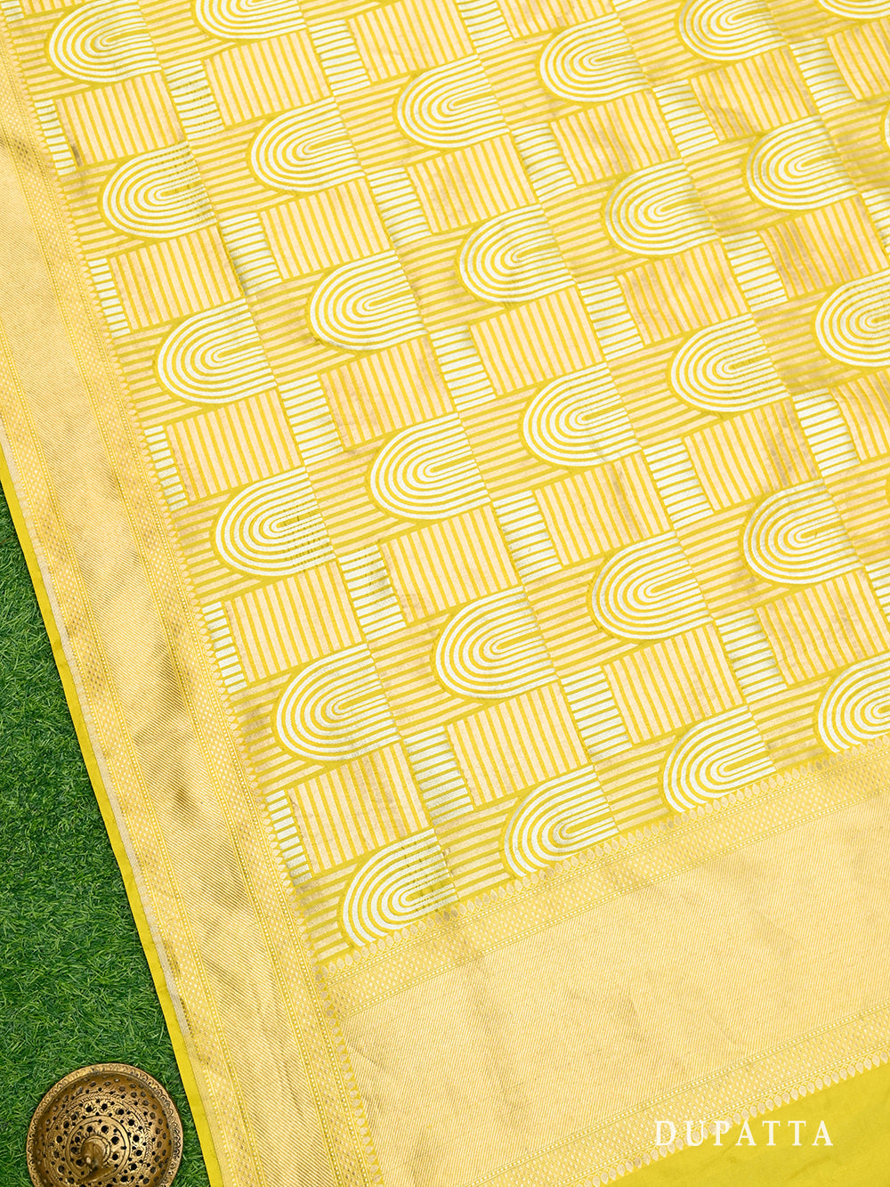 Lime Yellow Katan Silk Handloom Banarasi Suit - Sacred Weaves