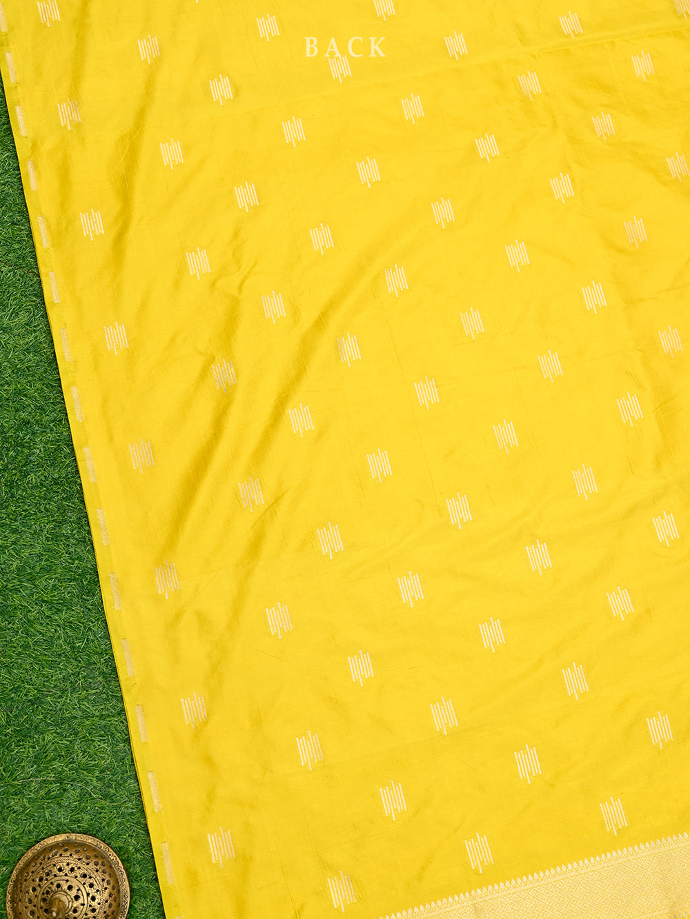 Lime Yellow Katan Silk Handloom Banarasi Suit