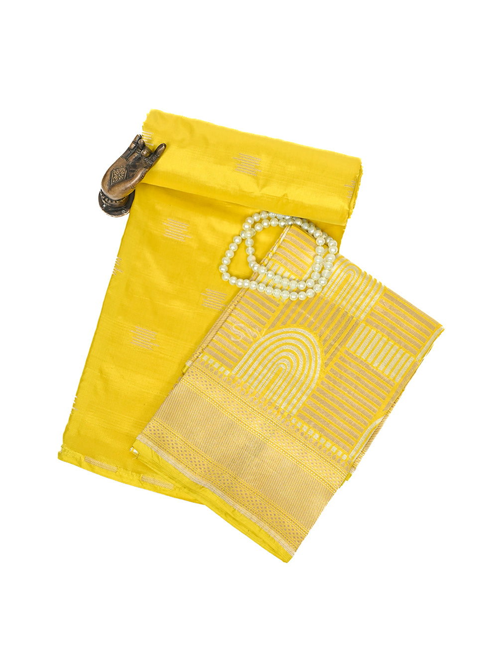 Lime Yellow Katan Silk Handloom Banarasi Suit