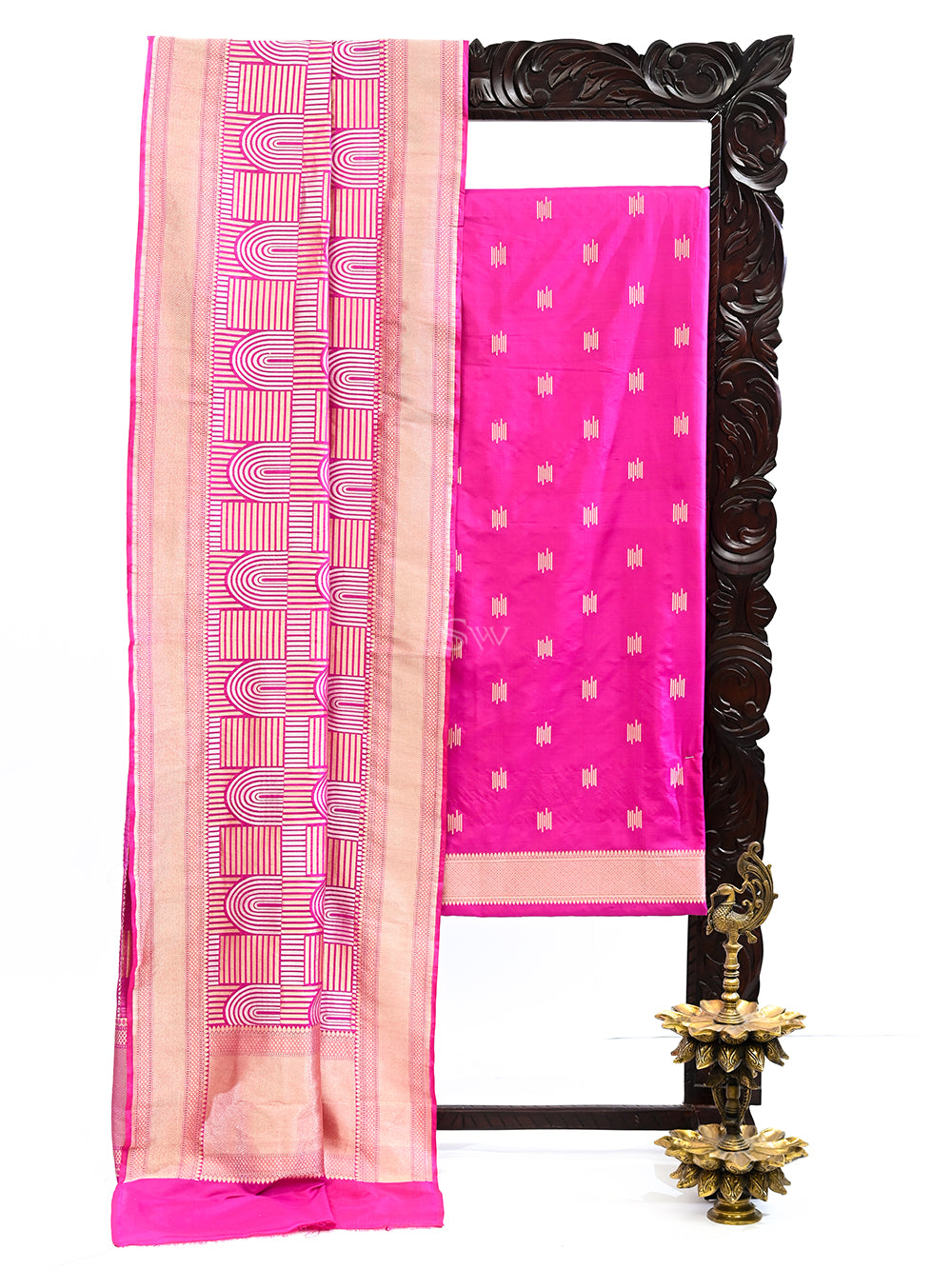 Magenta Katan Silk Handloom Banarasi Suit - Sacred Weaves