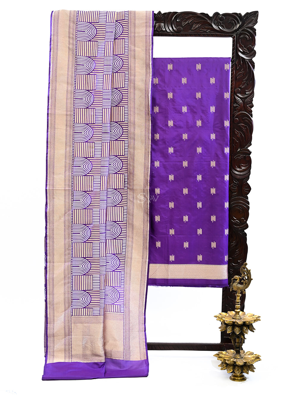 Purple Katan Silk Handloom Banarasi Suit - Sacred Weaves