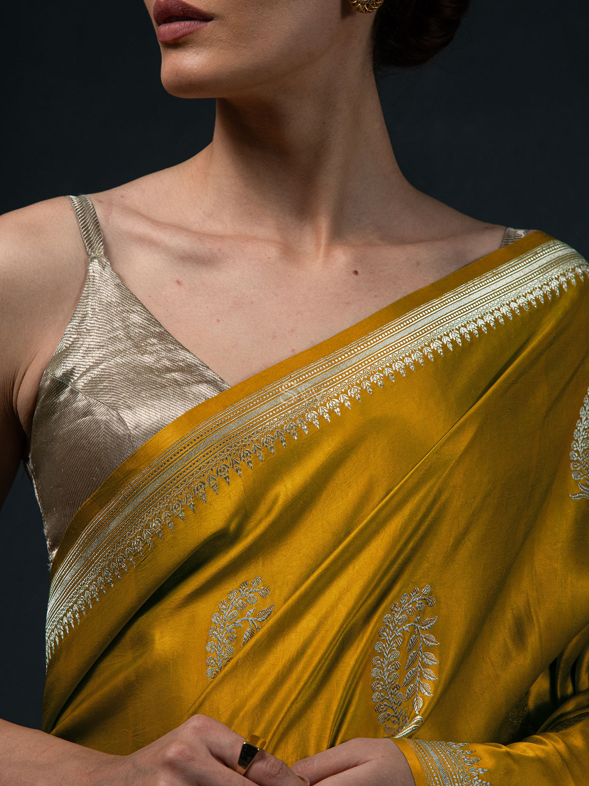 Lime Yellow Boota Satin Silk Handloom Banarasi Saree - Sacred Weaves