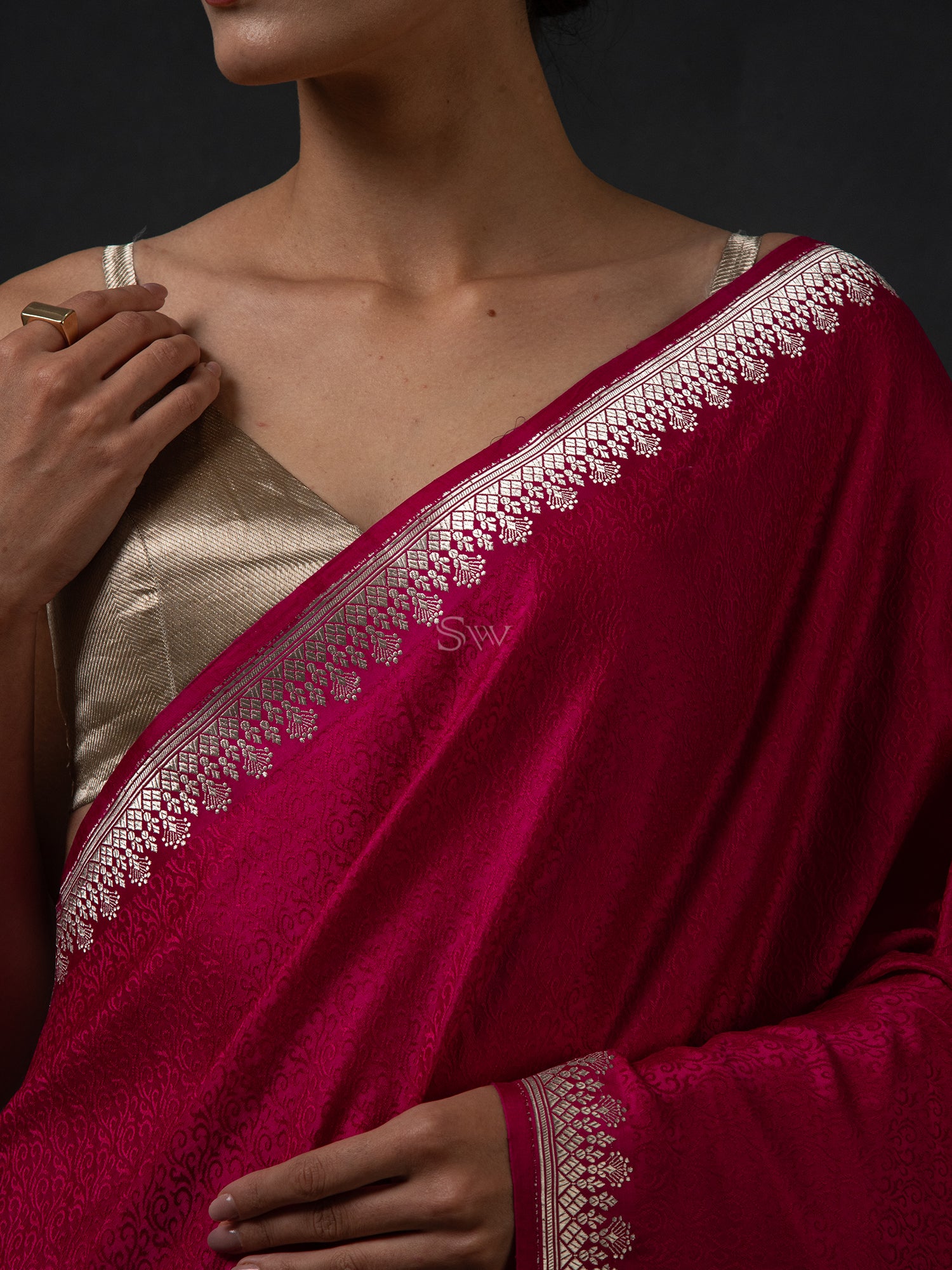 Magenta Satin Tanchoi Handloom Banarasi Saree - Sacred Weaves