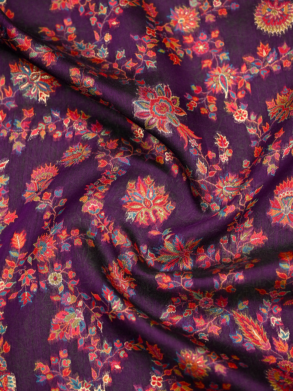 Purple Pashmina Moonga Silk Handloom Banarasi Saree - Sacred Weaves