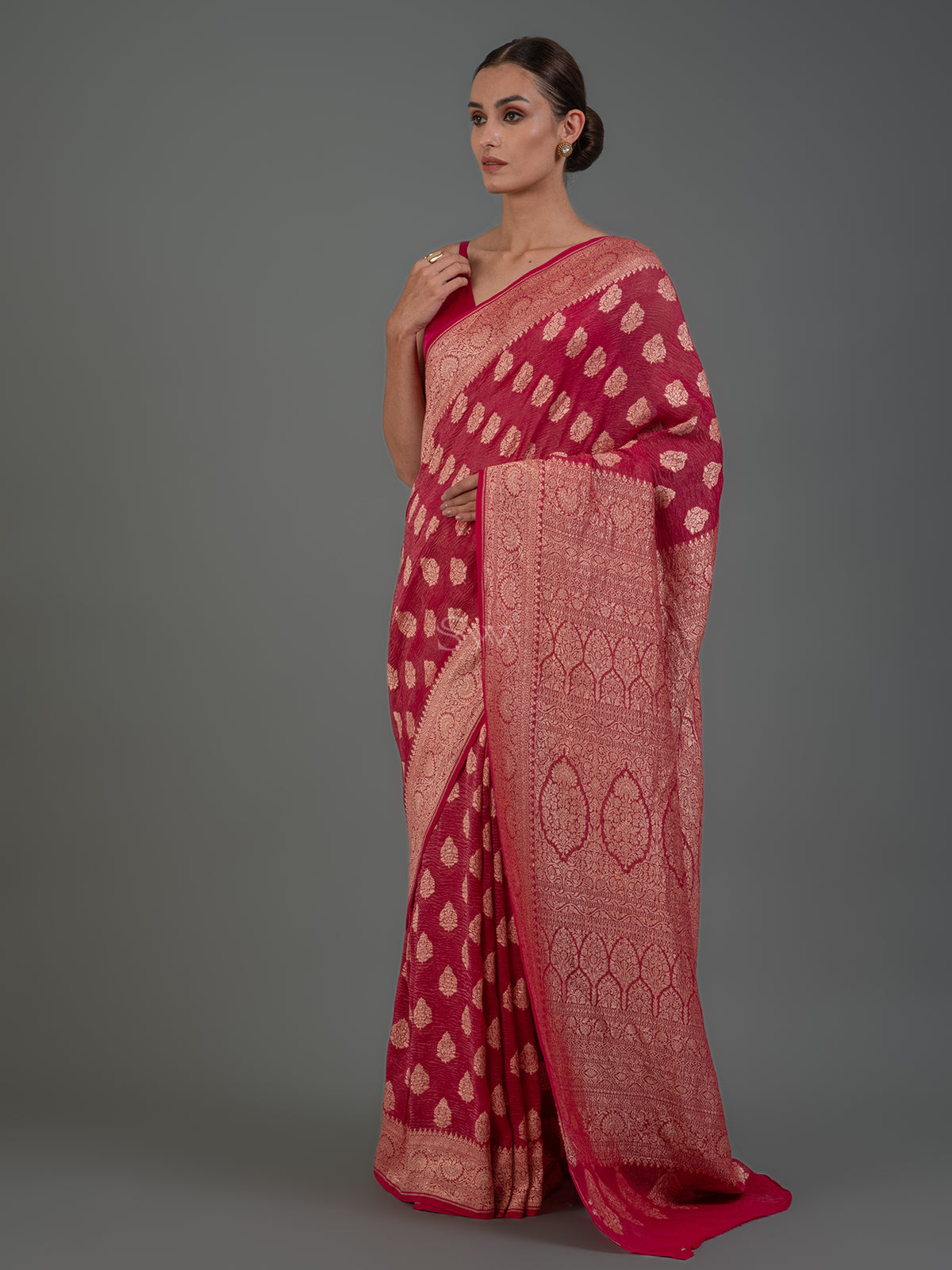 Magenta Crush Tissue Silk Handloom Banarasi Saree - Sacred Weaves