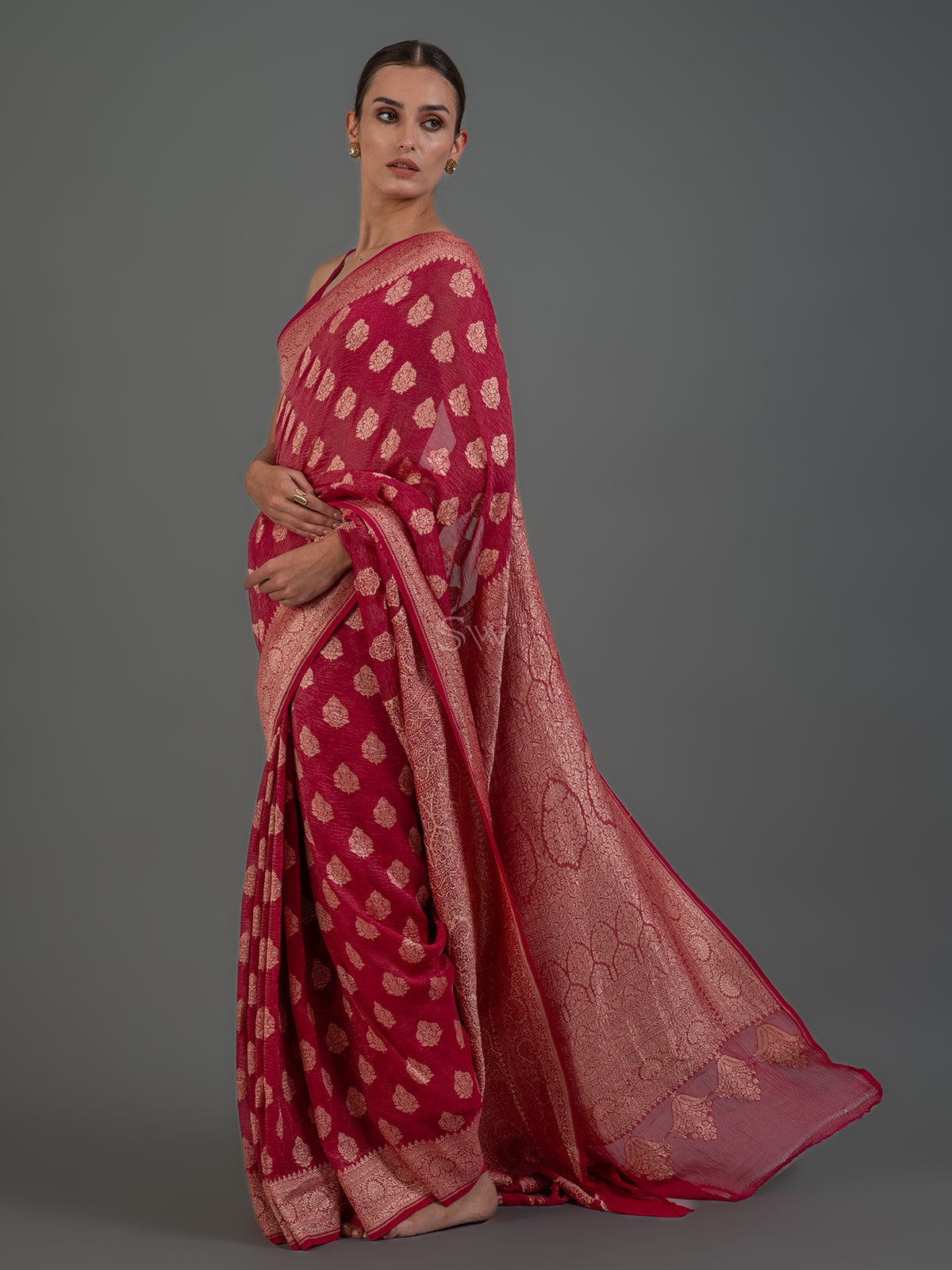 Magenta Crush Tissue Silk Handloom Banarasi Saree - Sacred Weaves