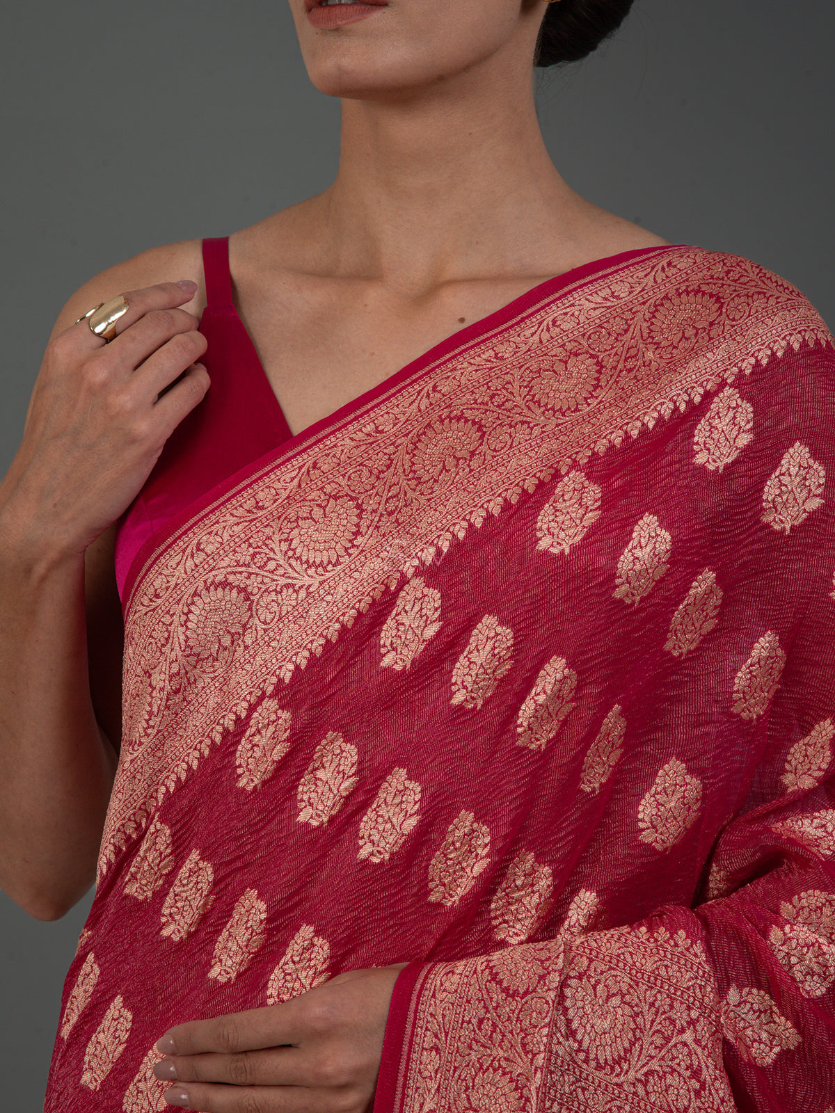 Magenta Crush Tissue Silk Handloom Banarasi Saree - Sacred Weaves