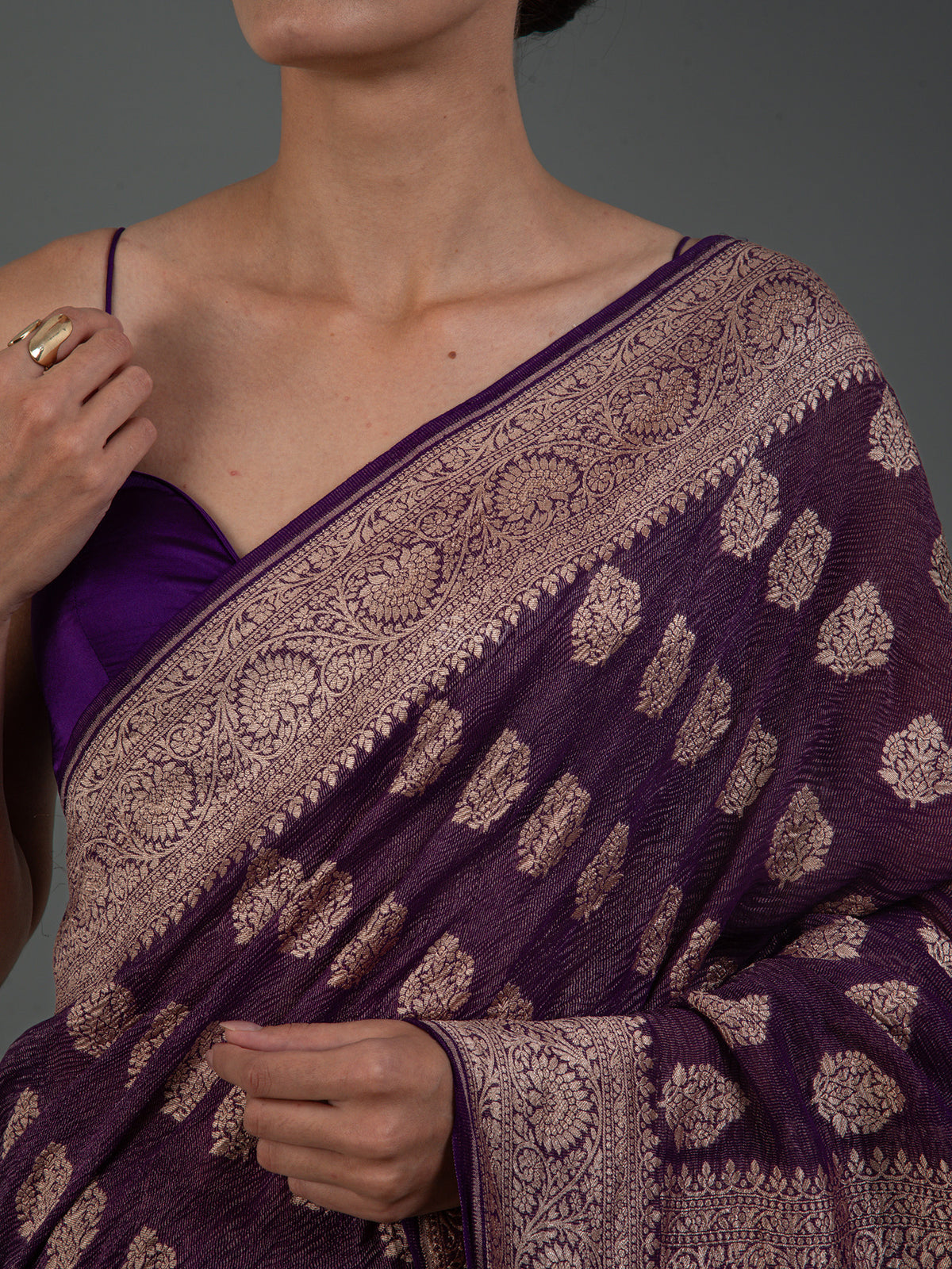 Purple Crush Tissue Silk Handloom Banarasi Saree - Sacred Weaves