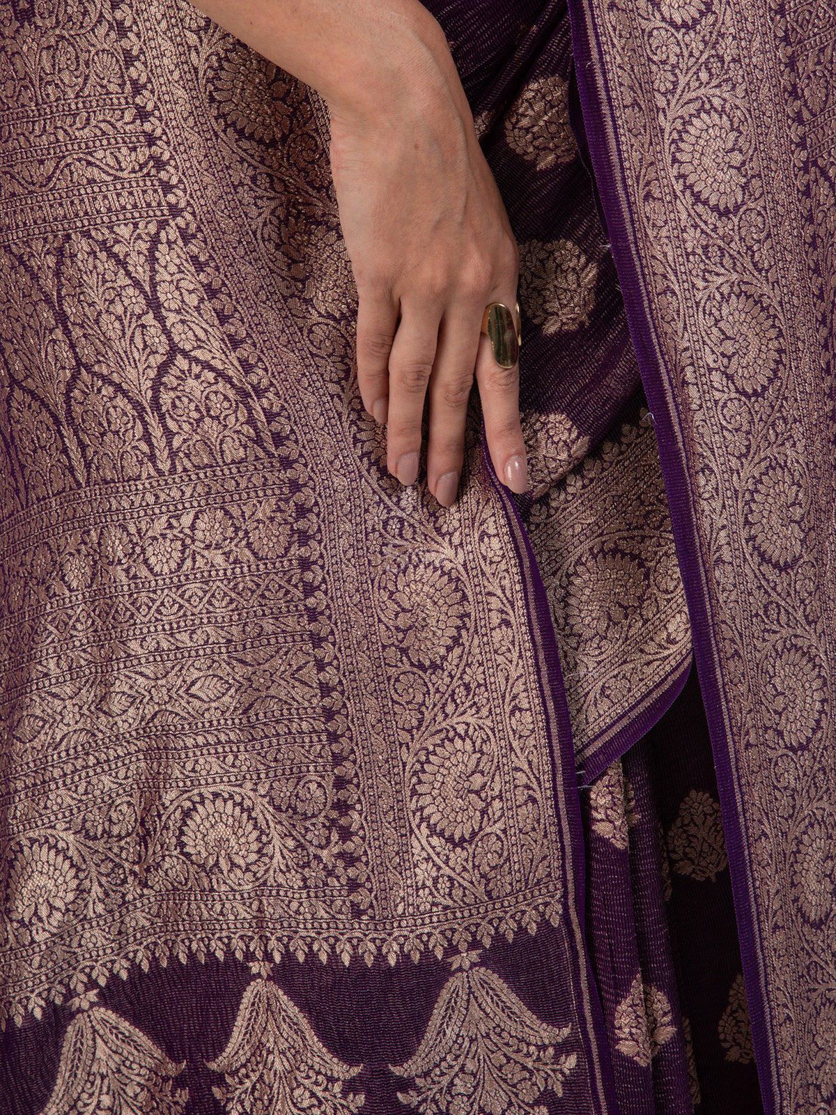 Purple Crush Tissue Silk Handloom Banarasi Saree - Sacred Weaves