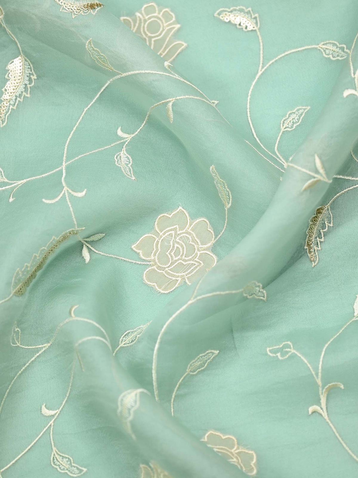 Sea Green Organza Handloom Banarasi Suit