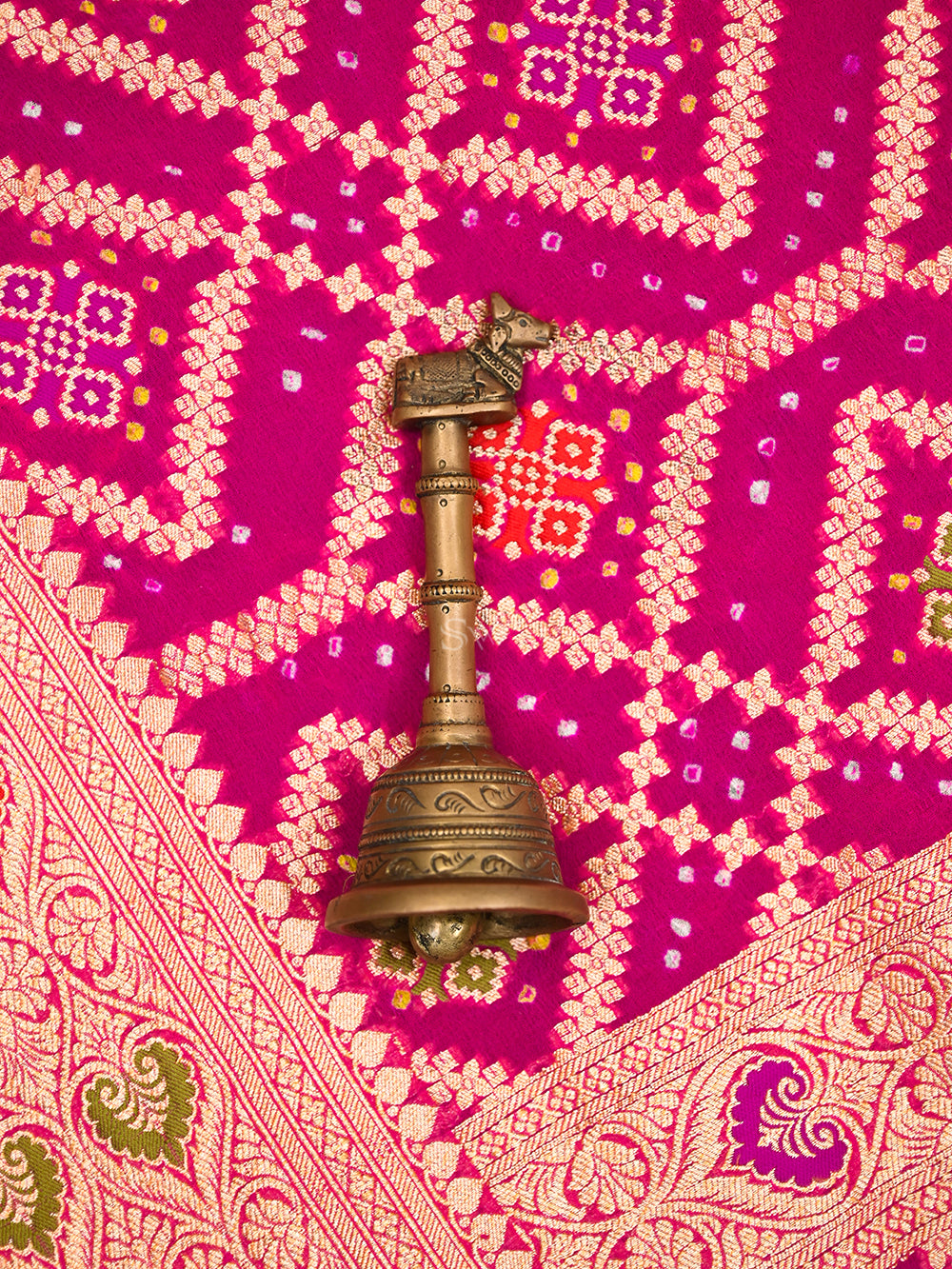 Magenta Bandhani Khaddi Georgette Handloom Banarasi Saree - Sacred Weaves