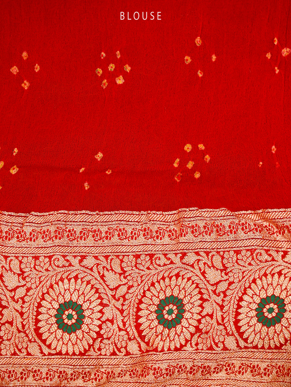 Dark Red Bandhani Khaddi Georgette Handloom Banarasi Saree